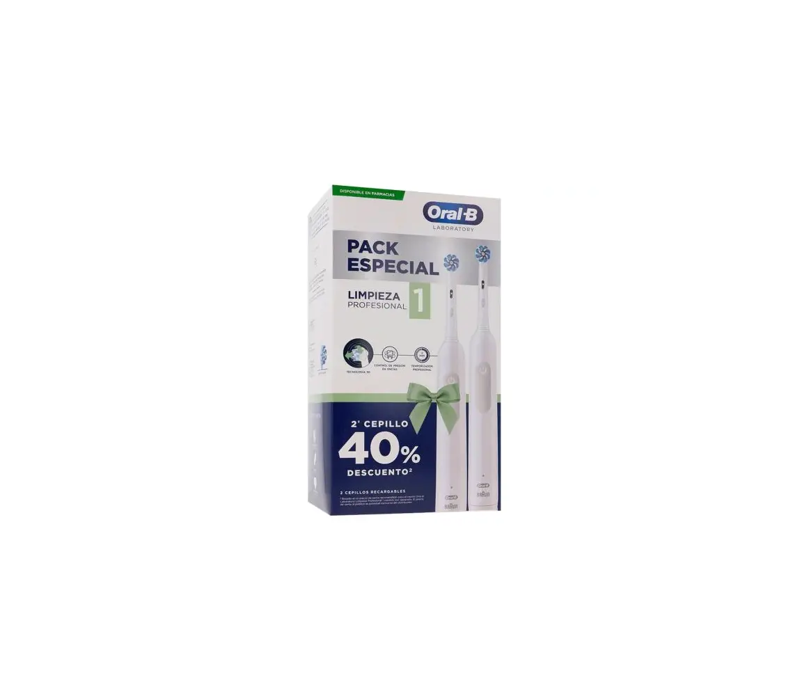 CEPILLO DENTAL ELECTRICO RECARGABLE ORAL-B PROFESSIONAL 1  DUPLO PACK AHORRO