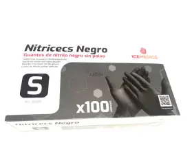 GUANTE DE NITRILO NEGRO SIN POLVO NITRICECS...