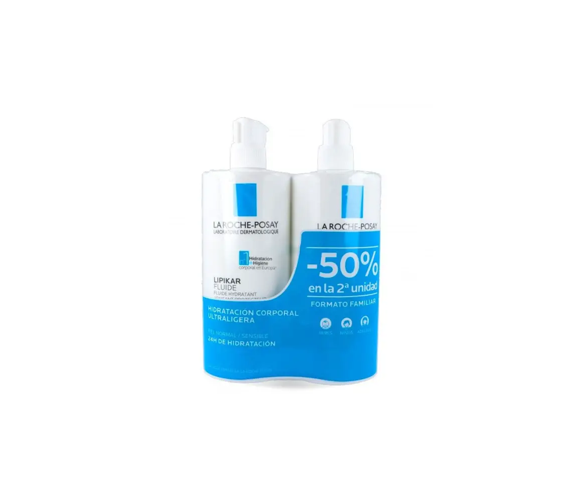 LIPIKAR FLUIDO HIDRATANTE PACK 2UNID AL 50% 750ML